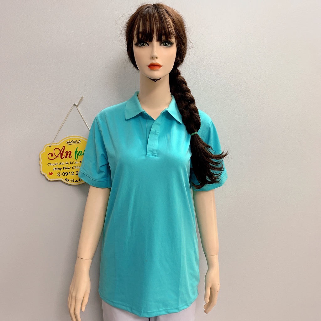 Áo polo màu xanh ngọc vải poly Thái cao cấp cho nam nữ _ Hình chụp thật