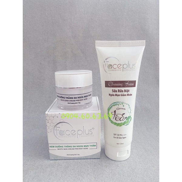 Combo 2in1 Kem FACEPLUS 15g Dưỡng Trắng Da Ngừa Mụn Thâm Face Plus