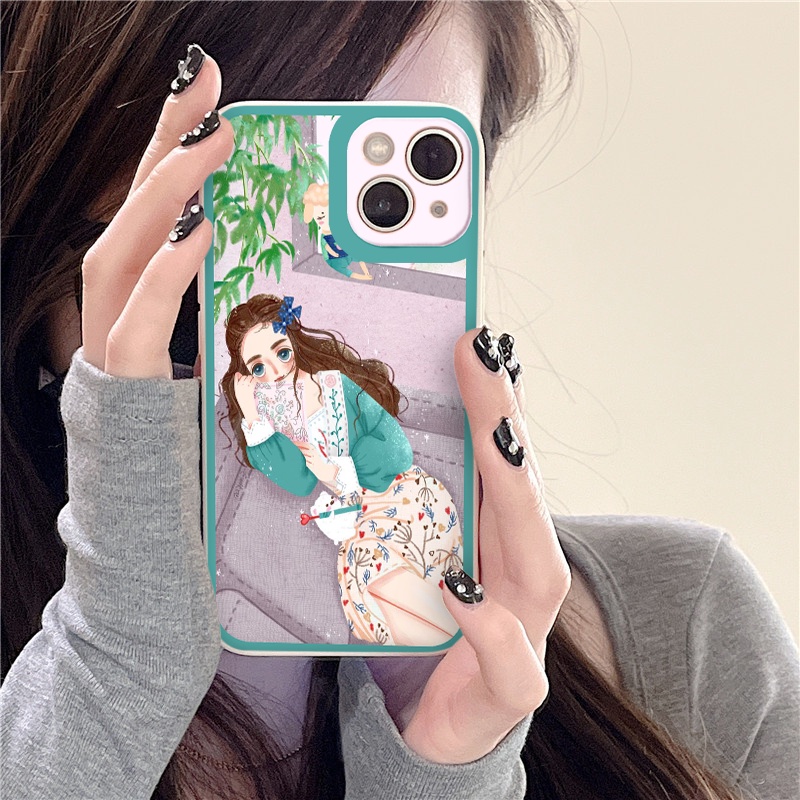 Ốp iphone cạnh vuông Cô gái nằm bên cửa sổ cho ip 6/8/7/plus/x/xr/xsmax/12 pro max/11pro max/13 pro max-nt019