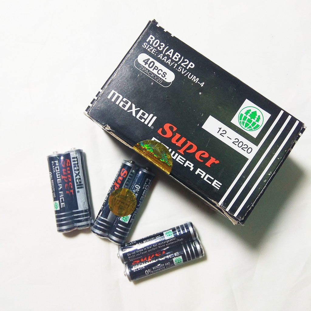 2 Hộp x 40 viên Pin 3A (AAA) Maxell 1.5V Đen INDONESIA - Pin tiểu, pin đũa, pin remote máy lạnh, pin remote ti vi.