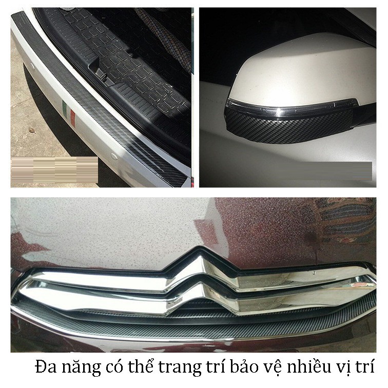 Miếng dán bằng cao su vân Carbon bảo vệ và trang trí bệ cửa xe hơi KIA CB006