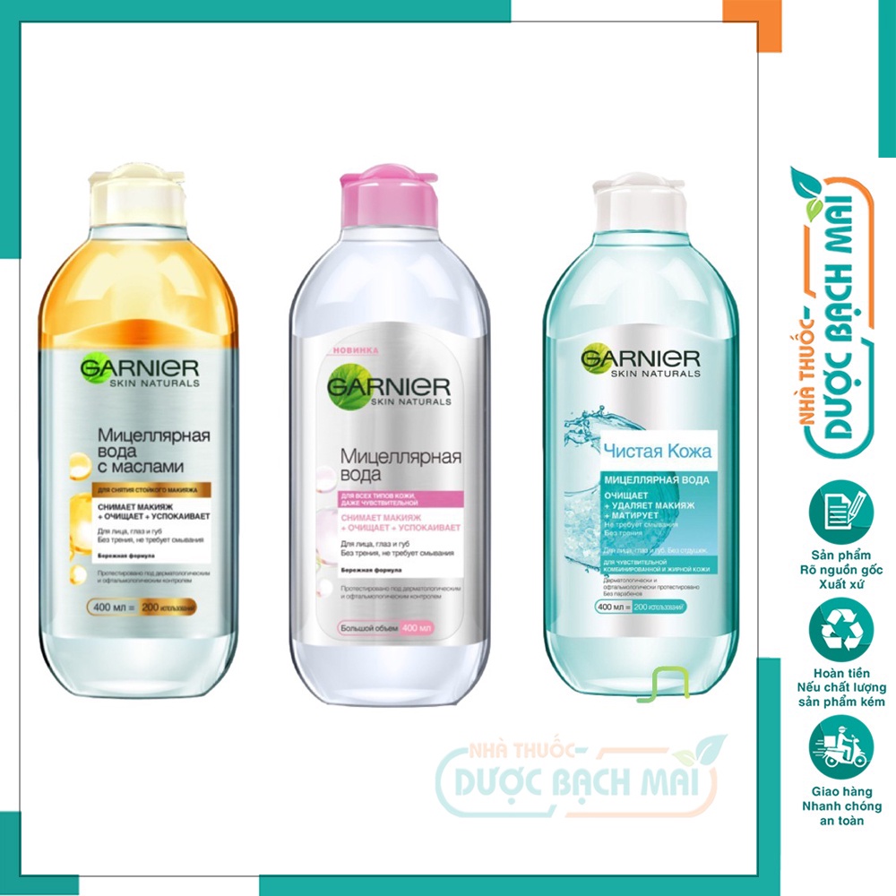 Nước tẩy trang dưỡng ẩm cho da mụn da dầu không cồn 3 in 1 400ml nước tẩy trang Garnier Tout En - NTT02