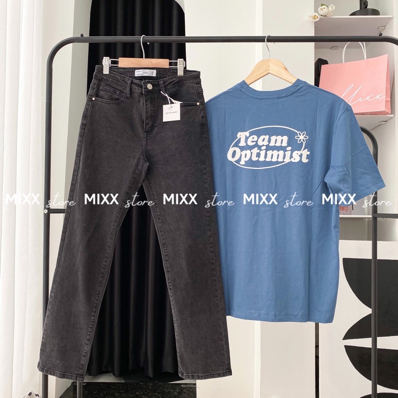Quần jean nữ ống đứng Zara chất jean dày dặn co giãn thoải mái phom 9 tấc phong cách Hàn Quốc sành điệu