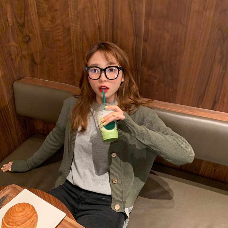 Áo khoác Cardigan dệt kim phối nút thiết kế màu trơn thanh lịch | BigBuy360 - bigbuy360.vn