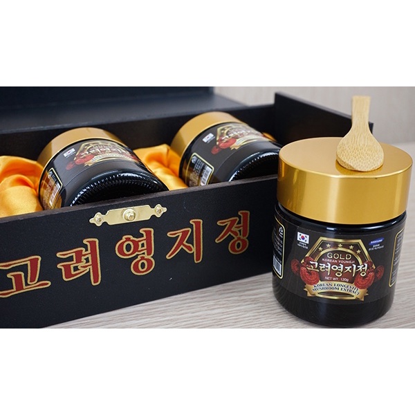 Cao Linh Chi đỏ GOLD Hàn Quốc hộp gỗ đen 3 lọ x120g