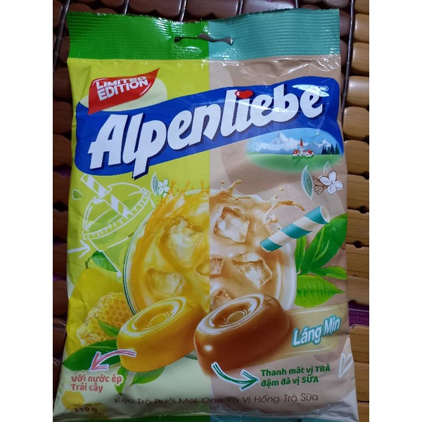 Kẹo Alpenliebe trà bưởi mật ong và vị hồng trà sữa 119g