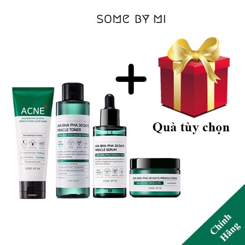 [ KÈM QUÀ TẶNG] Bộ 4 Sản Phẩm Cho Da Mụn Some By Mi AHA-BHA-PHA 30 Days Miracle Fullsize