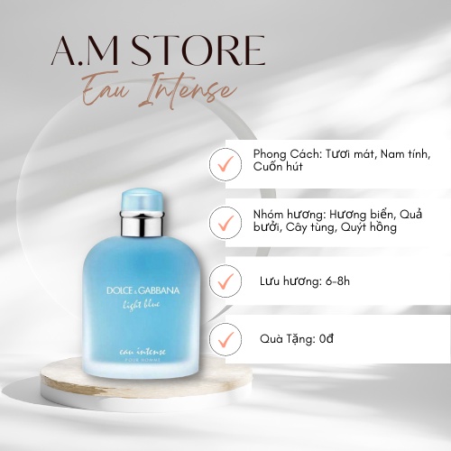 Nước Hoa Nam DG Light Blue Dung Tích 100ml Nam Tính, Tươi Mát, Quyến Rũ, Gợi Cảm - A.M Store