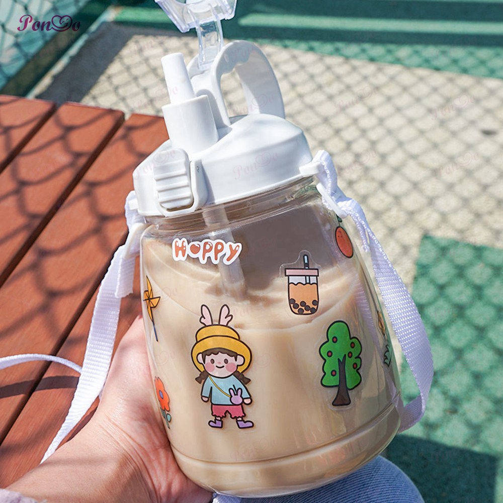 Bình nước có ống hút kiểu dáng dễ thương sử dụng tiện lợi