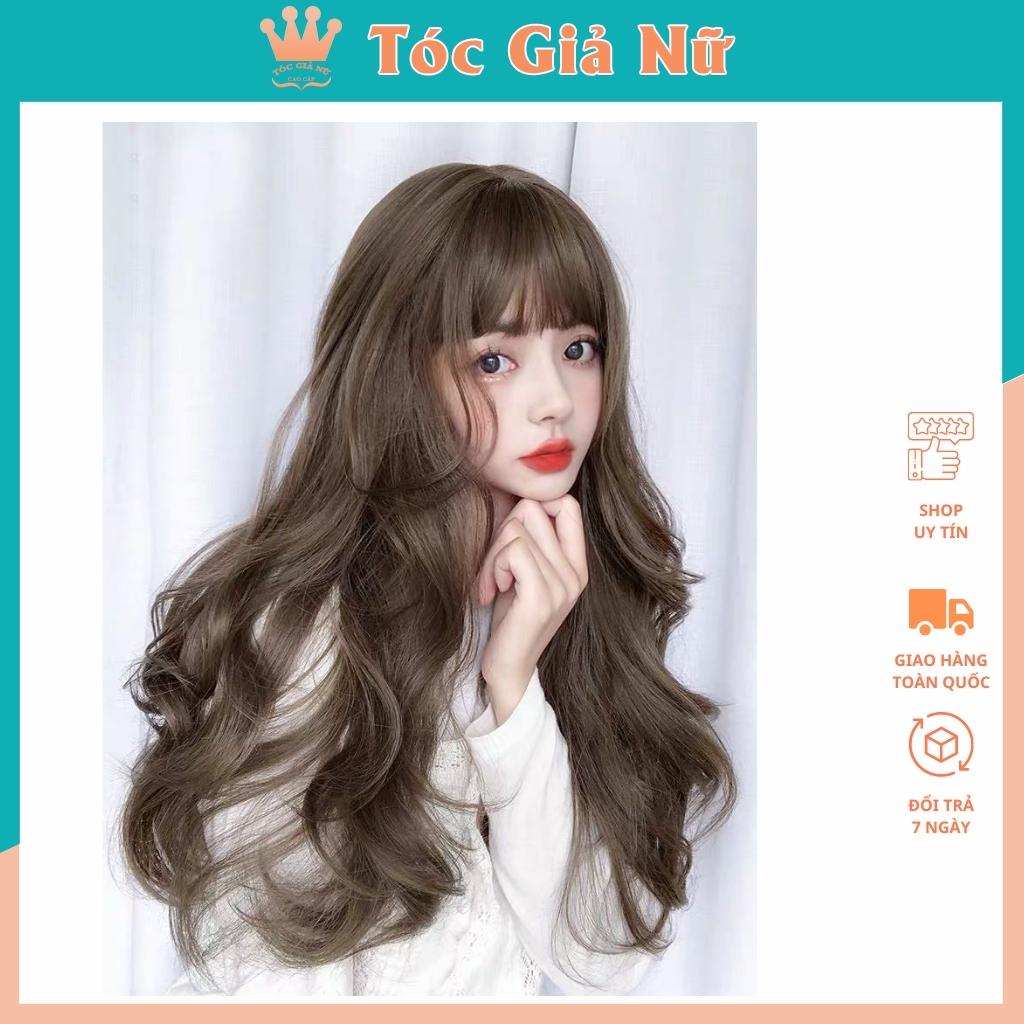 Tóc giả nữ nguyên đầu xoăn dài đẹp, loại cao cấp, tặng kèm lưới trùm tóc wig, c8263