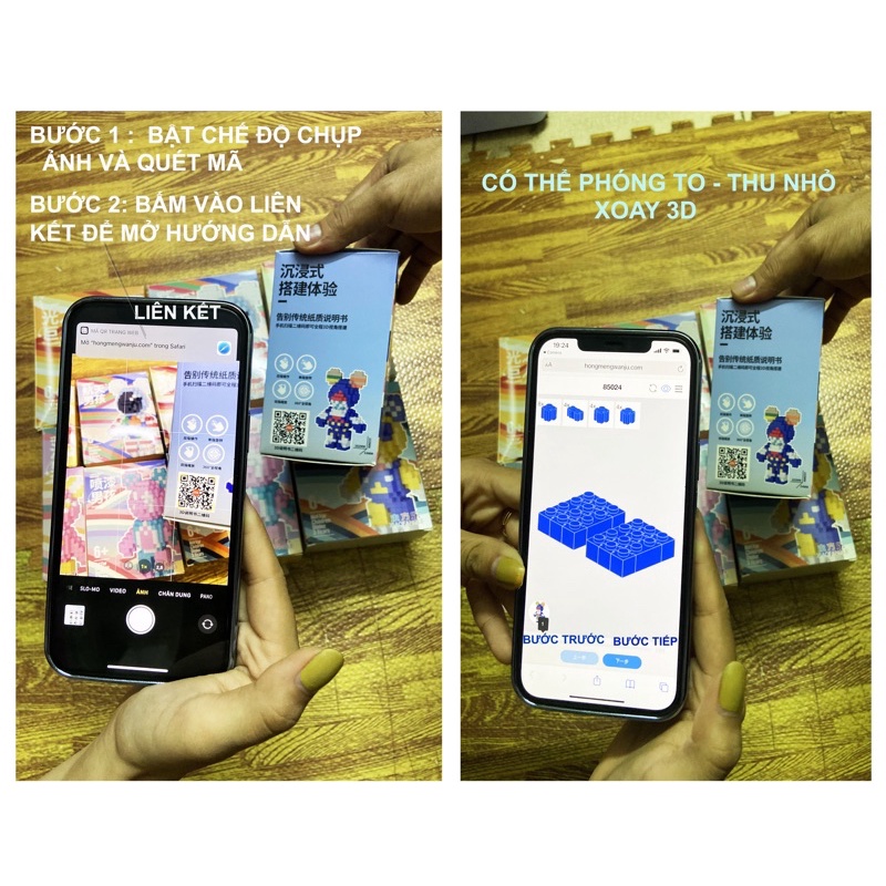 ĐỒ CHƠI LẮP RAP Gấu Bearbrick 15cm nano 3d nanoblock xếp hình cỡ mini