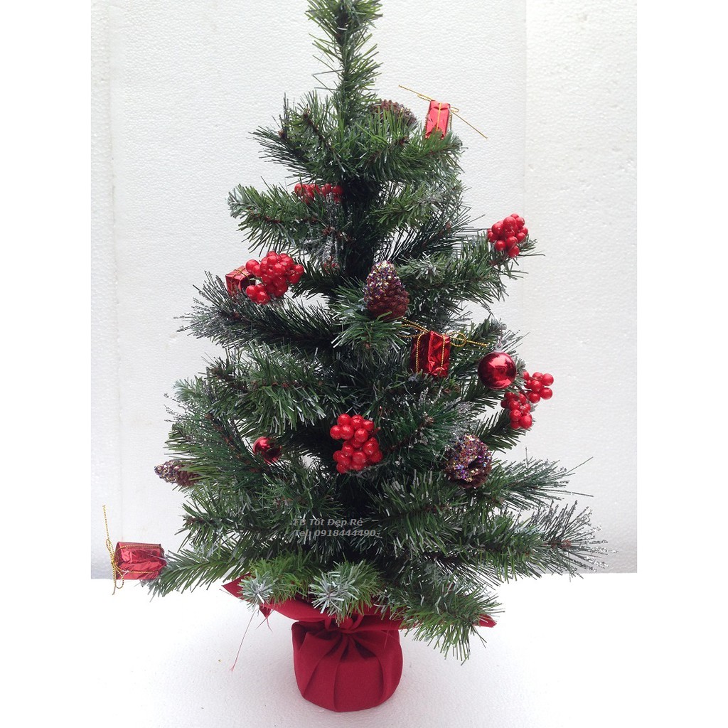 Cây thông noel mini để bàn 2 loại lá, trang trí nhiều họa tiết đẹp