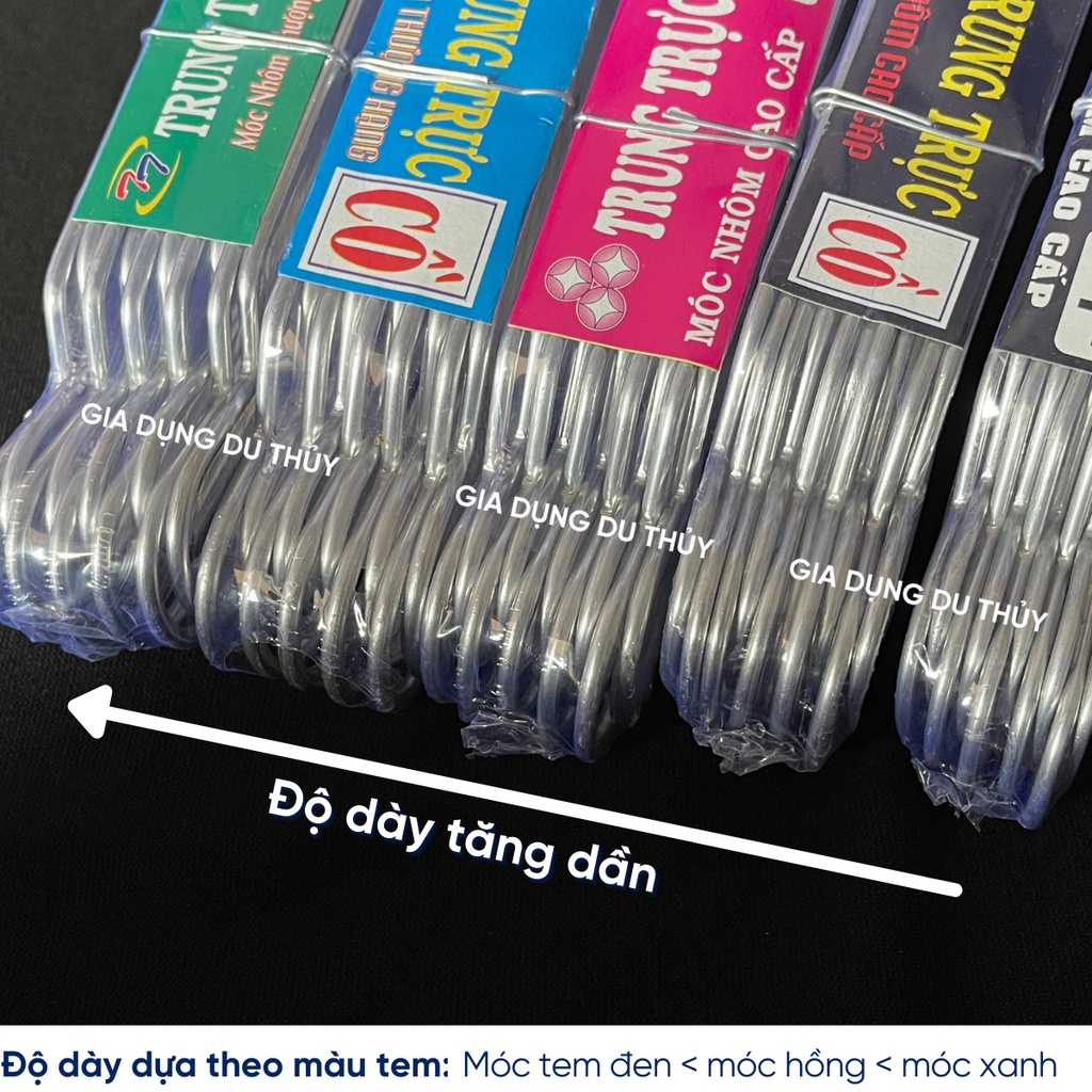 Bộ 10 móc treo quần áo người lớn, trẻ em bằng nhôm kiểu chữ c và kiểu ngấn - MÓC NHÔM TRUNG TRỰC