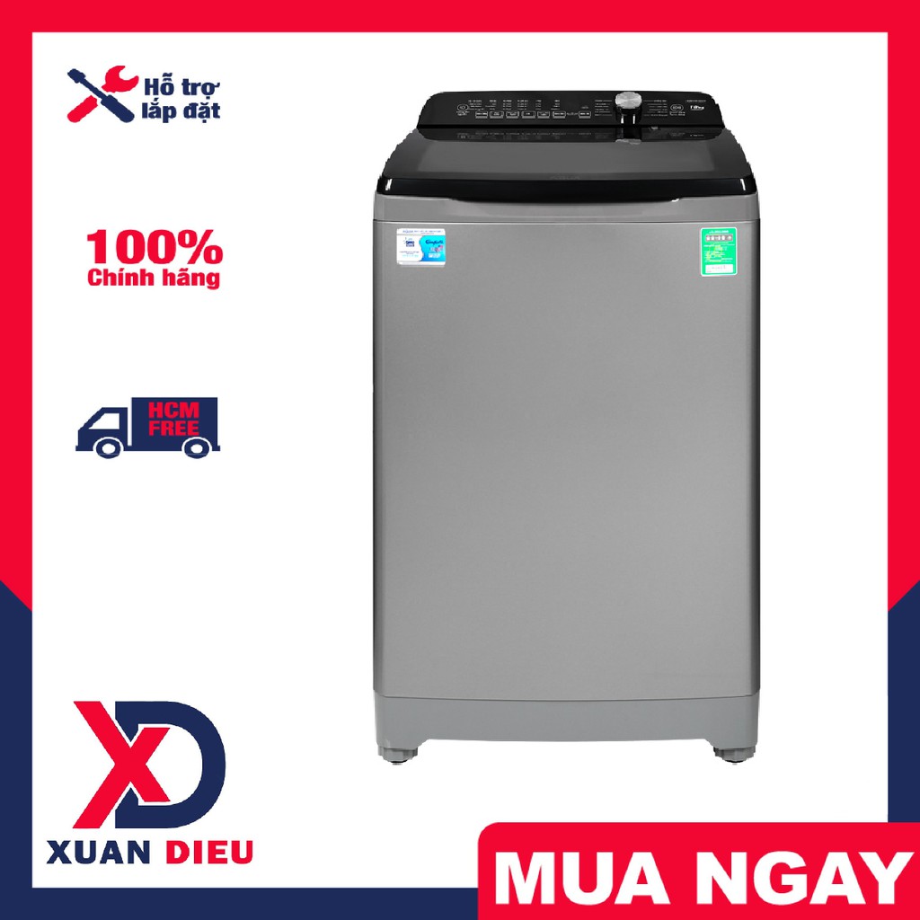 Máy giặt Aqua 10Kg AQW-FR100ET(S) - Khóa trẻ em, Tự khởi động lại khi có điện,Vệ sinh lồng giặt, giao miễn phí HCM