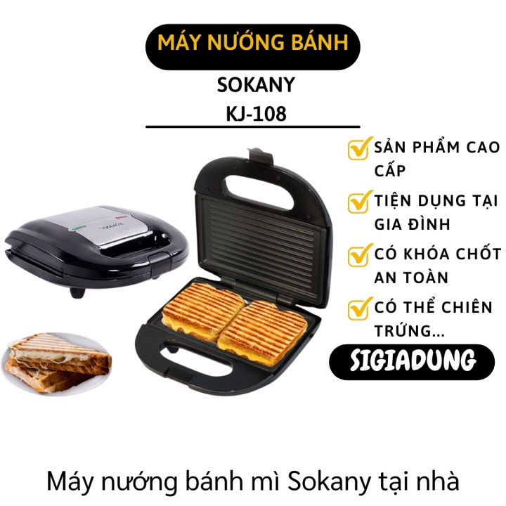 [SGD] Máy Nướng Bánh - Máy Nướng Ép Bánh Mì Sandwich SOKANY KJ-108 Nhanh, Tiện Lợi 9665