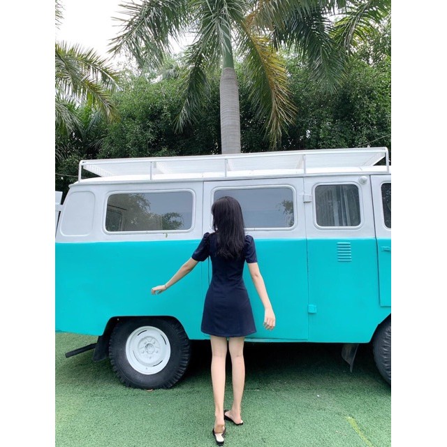 (Có ảnh thật) Đầm dáng xòe cổ U phối 6 nút hot trend Hàn Quốc, vải thun co giãn phù hợp mọi vóc dáng | BigBuy360 - bigbuy360.vn