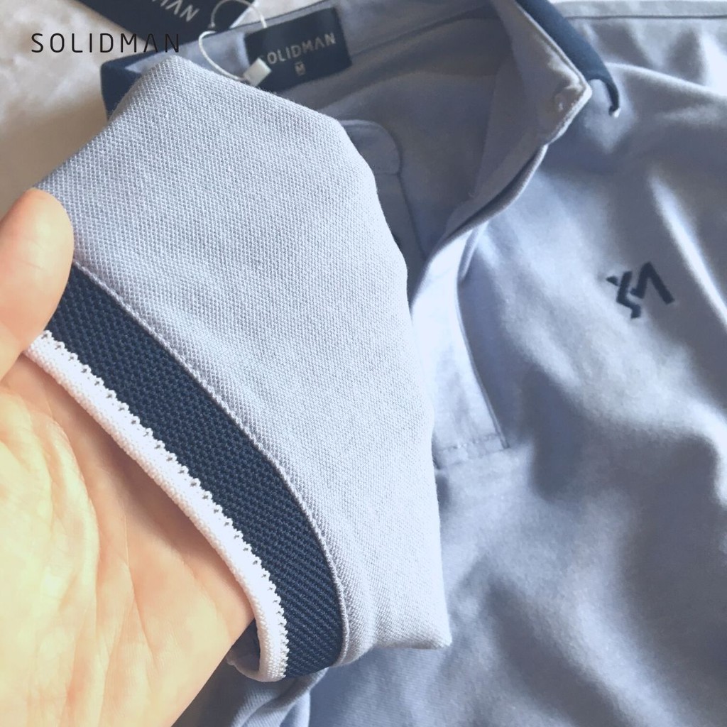 Áo Polo nam SOLIDMAN Form cổ bẻ chỉnh chu màu XANH viền TRẮNG lịch lãm, chất thun cotton cvc đàn hồi cao, hút mồ hôi tốt | BigBuy360 - bigbuy360.vn