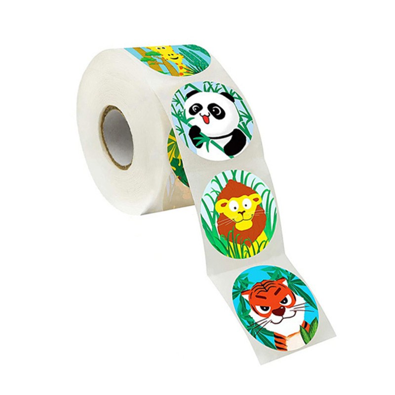 KING 1 Roll Cartoon Animal Stickers Adhesive Tape Child Teacher Reward Sticker Gifts