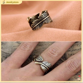 Nhẫn đeo tay kim loại tạo hình lông vũ phong cách Retro cho nam nữ