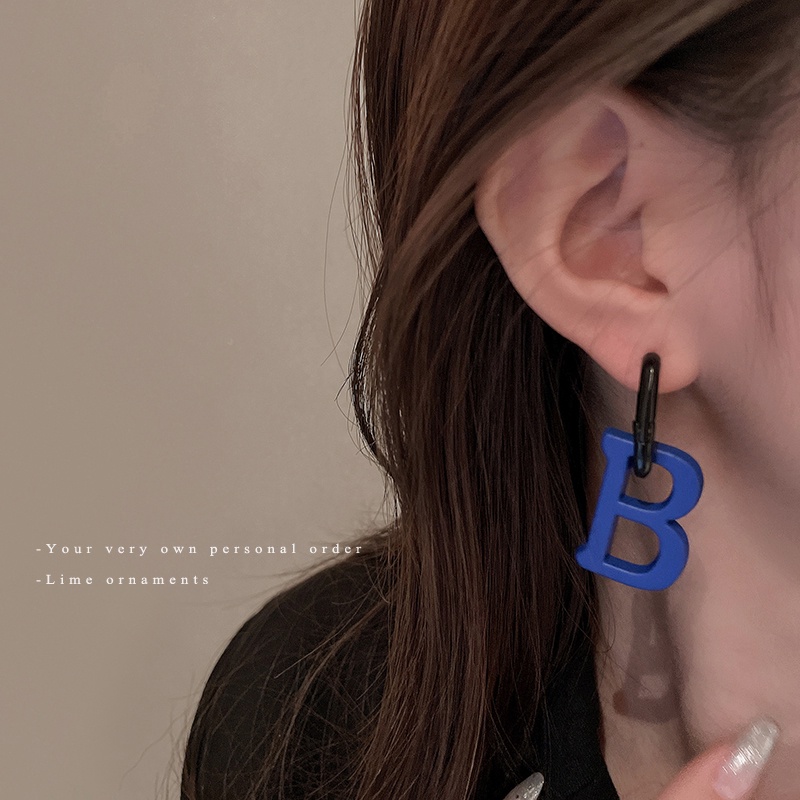 DREJEW Khuyên Tai Hình Chữ B Phong Cách Hàn Quốc Cá Tính Cho Nữ 1