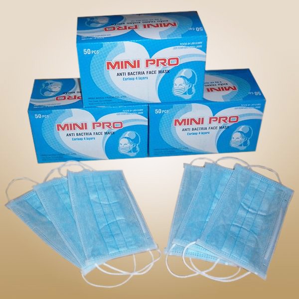 Khẩu Trang Kháng Khuẩn Mini Pro Xanh 4 Lớp 50 Cái