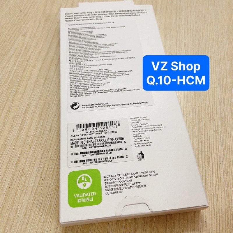 Chính hãng nguyên seal-Ốp nhựa trong Clear Cover with Ring cho Galaxy Z Flip4/Z Flip 4 5G