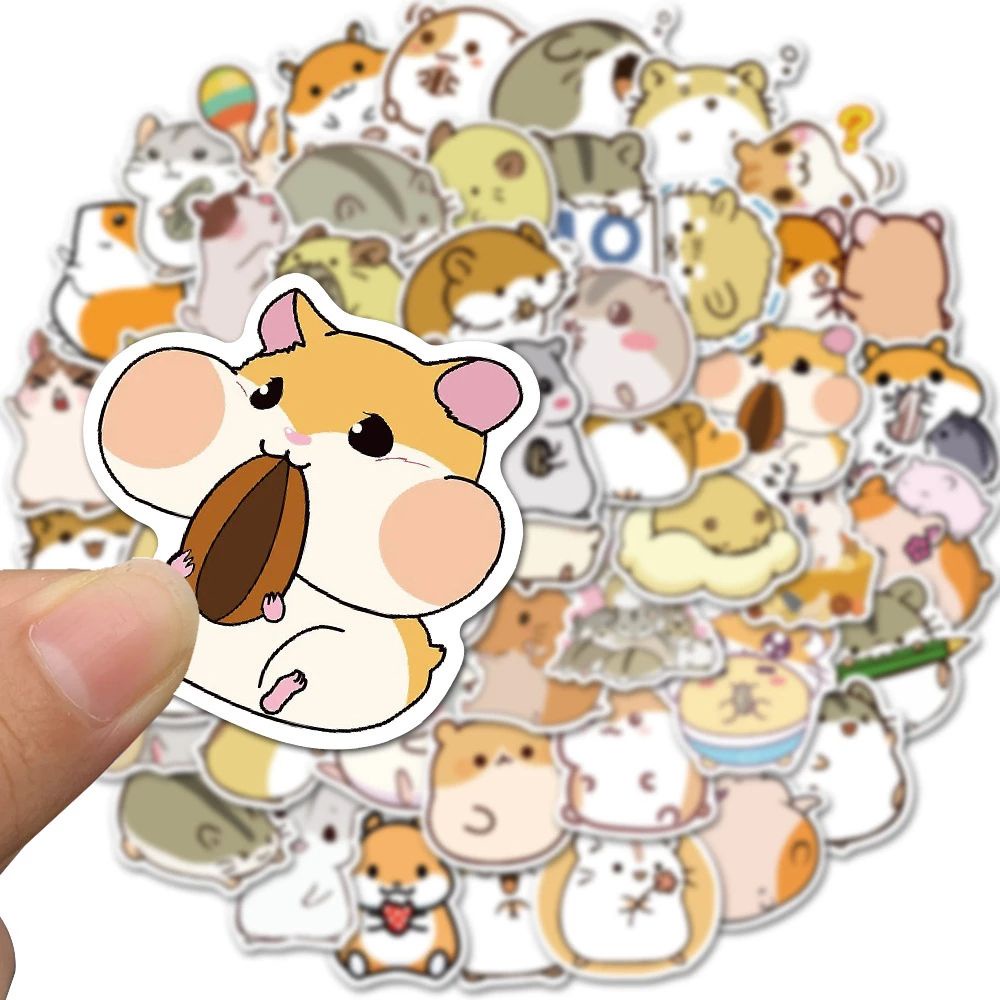 Bộ 50 miếng dán trang trí hình chuột hamster dễ thương chống thấm nước DIY