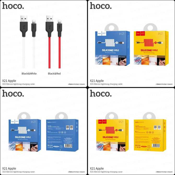 Dây sạc iphone samsung sạc nhanh hoco X21 chống lửa chống đứt