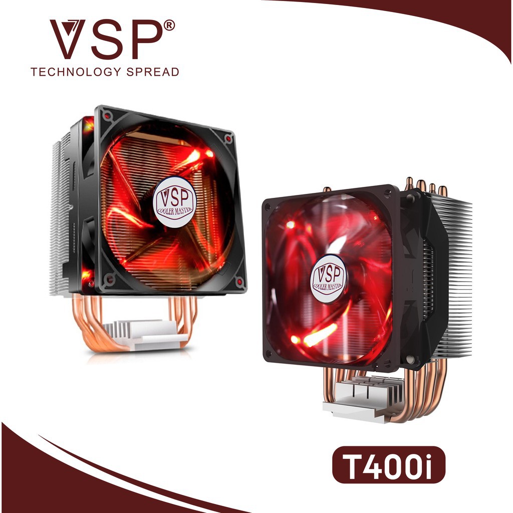 Tản nhiệt CPU T400i Fan VSP 12cm Led RGB Dùng Cho Tất Cả Socket Hàng Chính Hãng