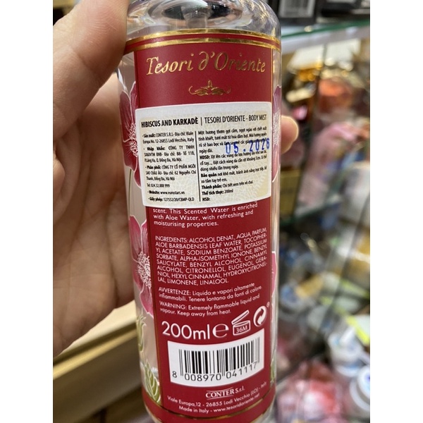 xịt thơm body Tesori 200ml