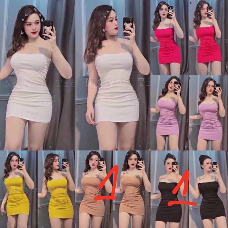đầm body 2 dây khoe dáng cực xinh chất thun mềm mịn mát