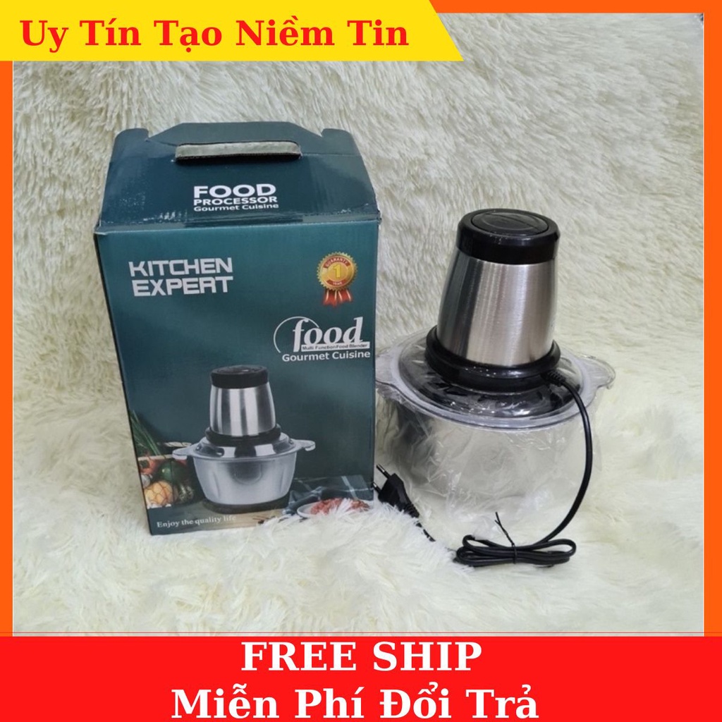 Máy Xay Thịt Cối Inox 4 Lưỡi Đa Năng, Công suất 250w xay thịt, xay tỏi ới, xay rau củ quả