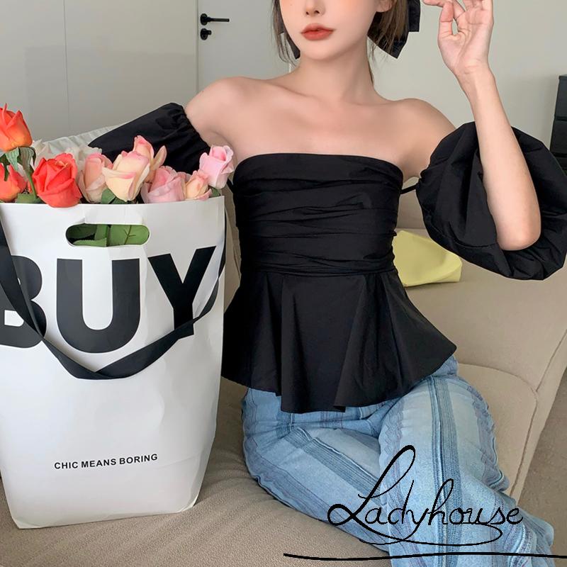 Áo Croptop Trễ Vai Tay Ngắn Dáng Ôm Thời Trang Mùa Hè Quyến Rũ Cho Nữ