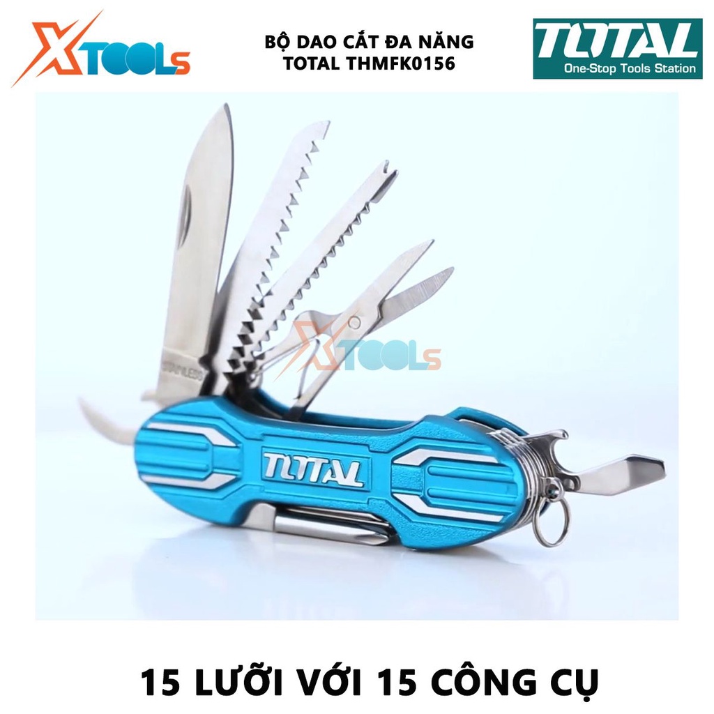Dao cắt đa năng Total THMFK0156 | Bộ dao đa năng bỏ túi 15 trong 1 Kích thước: 9.5cm, dùng để gọt, vặn vít, cắt bánh