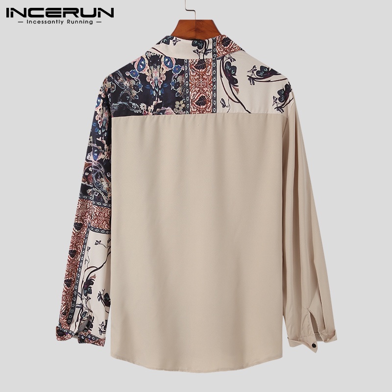 Áo sơ mi INCERUN dài tay cổ bẻ thời trang dành cho nam