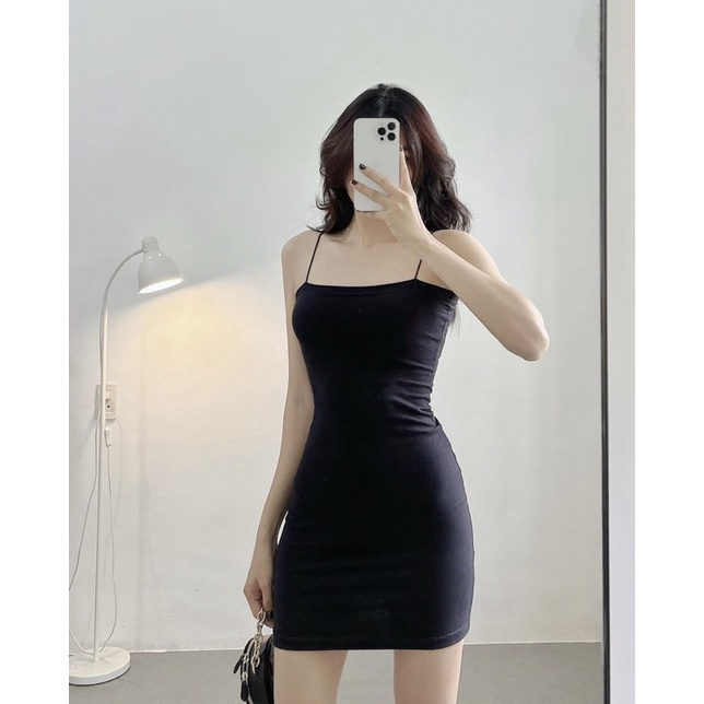 Đầm Body 2 Dây Sợi Bún Chất Thun Borip Dày Mịn Đẹp Siu Tôn Dáng