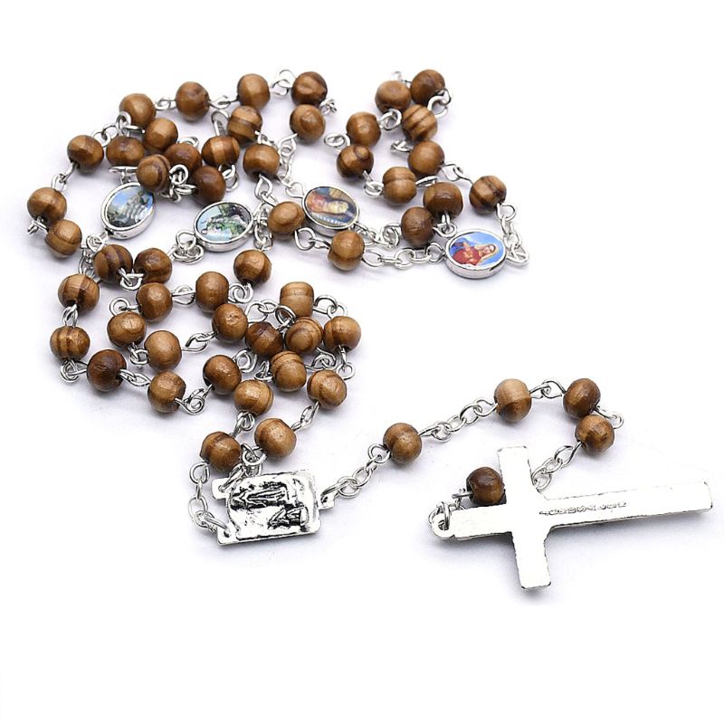 Vòng cổ Chuỗi Hạt Gỗ Mặt Thánh Giá Chúa Jesus Cho Nam Nữ Charms