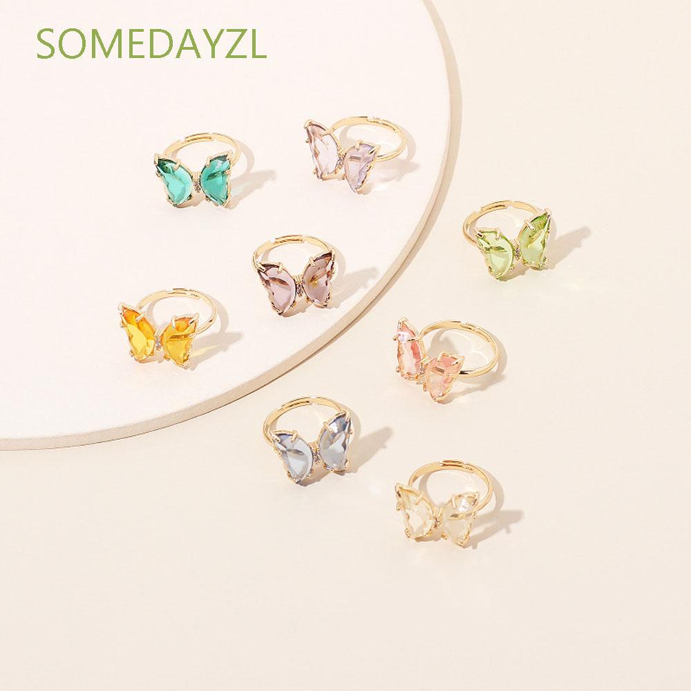 Nhẫn Acrylic Trong Suốt Hình Bướm Nhiều Màu Sắc Thanh Lịch Thời Trang Cho Nữ