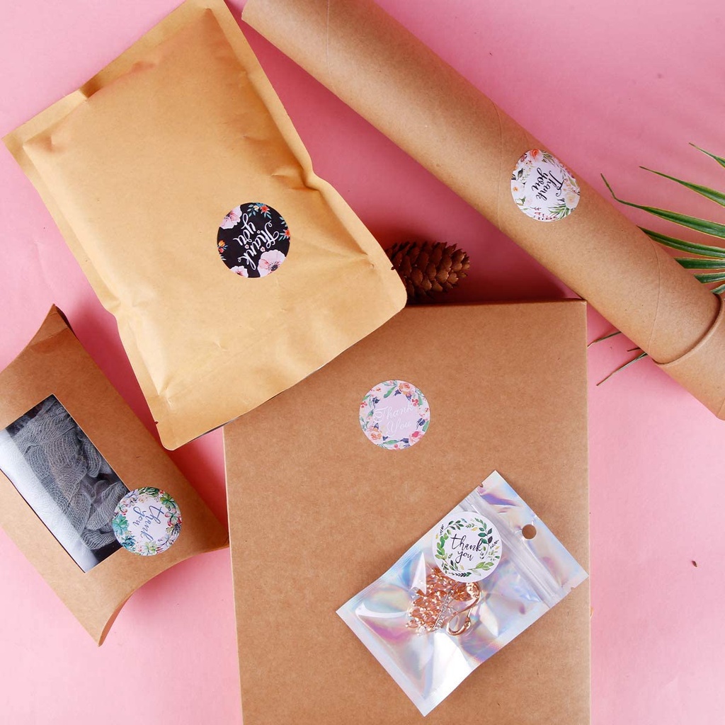 Set 8 miếng dán in chữ thank you dùng trang trí quà tặng