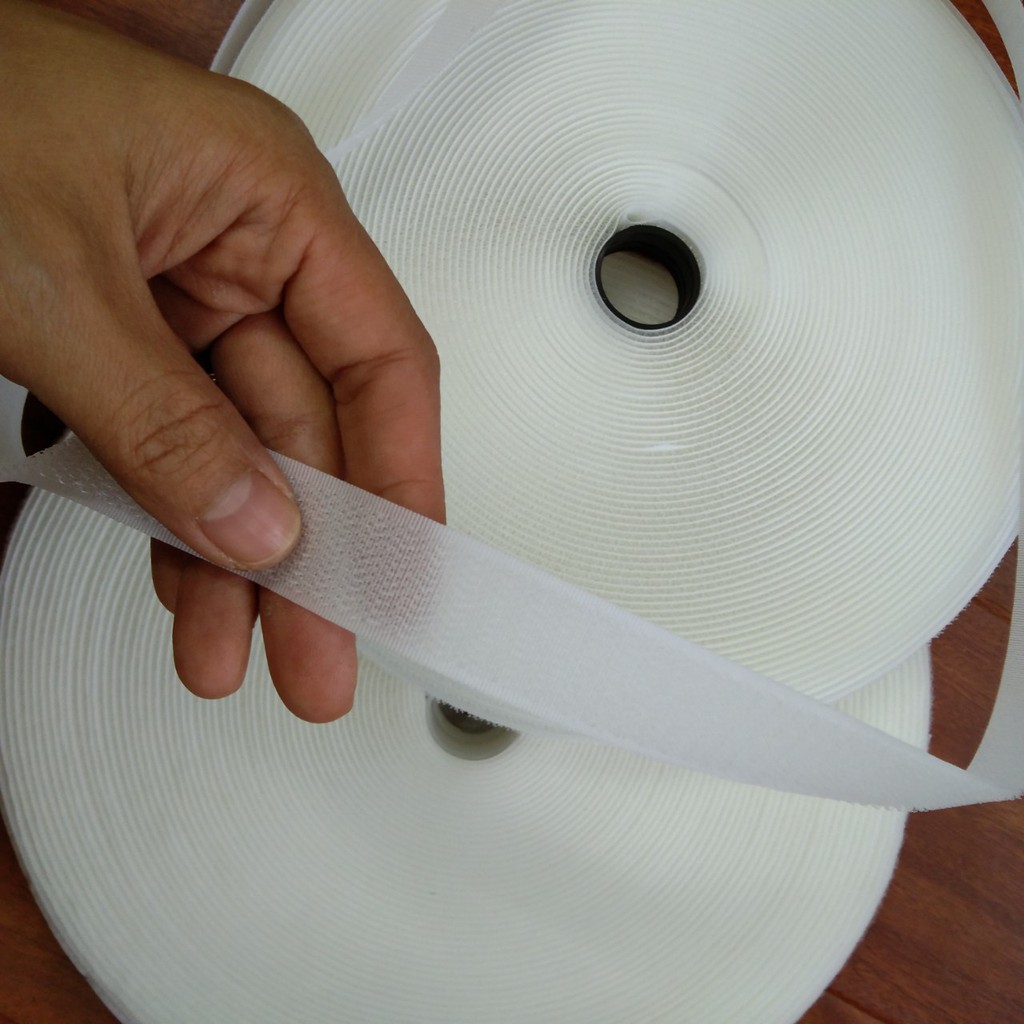 Velcro không keo/ khóa nhám dán xé bản rộng 2cm 100% nylon 2 màu đen trắng