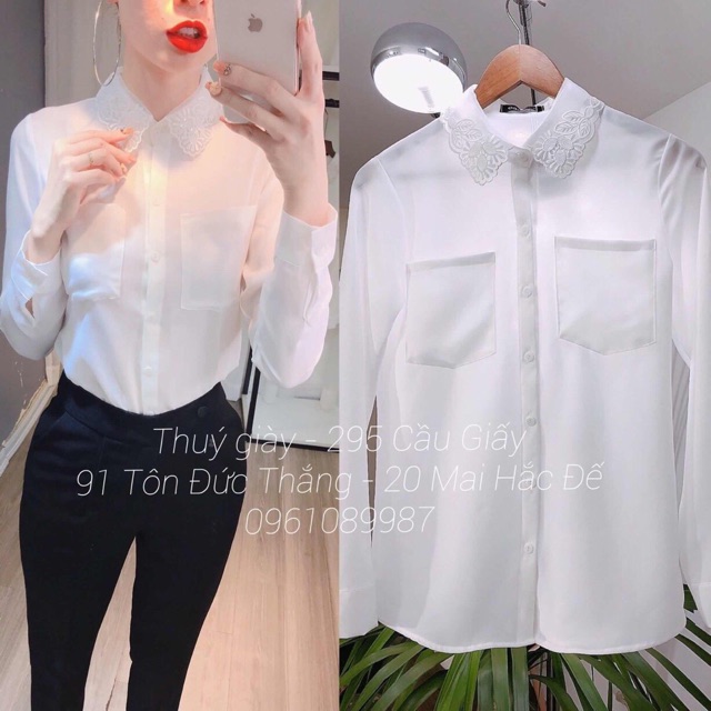 BÁN SỈ SƠ MI TÚI NGỰC CỔ THÊU CHO NỮ