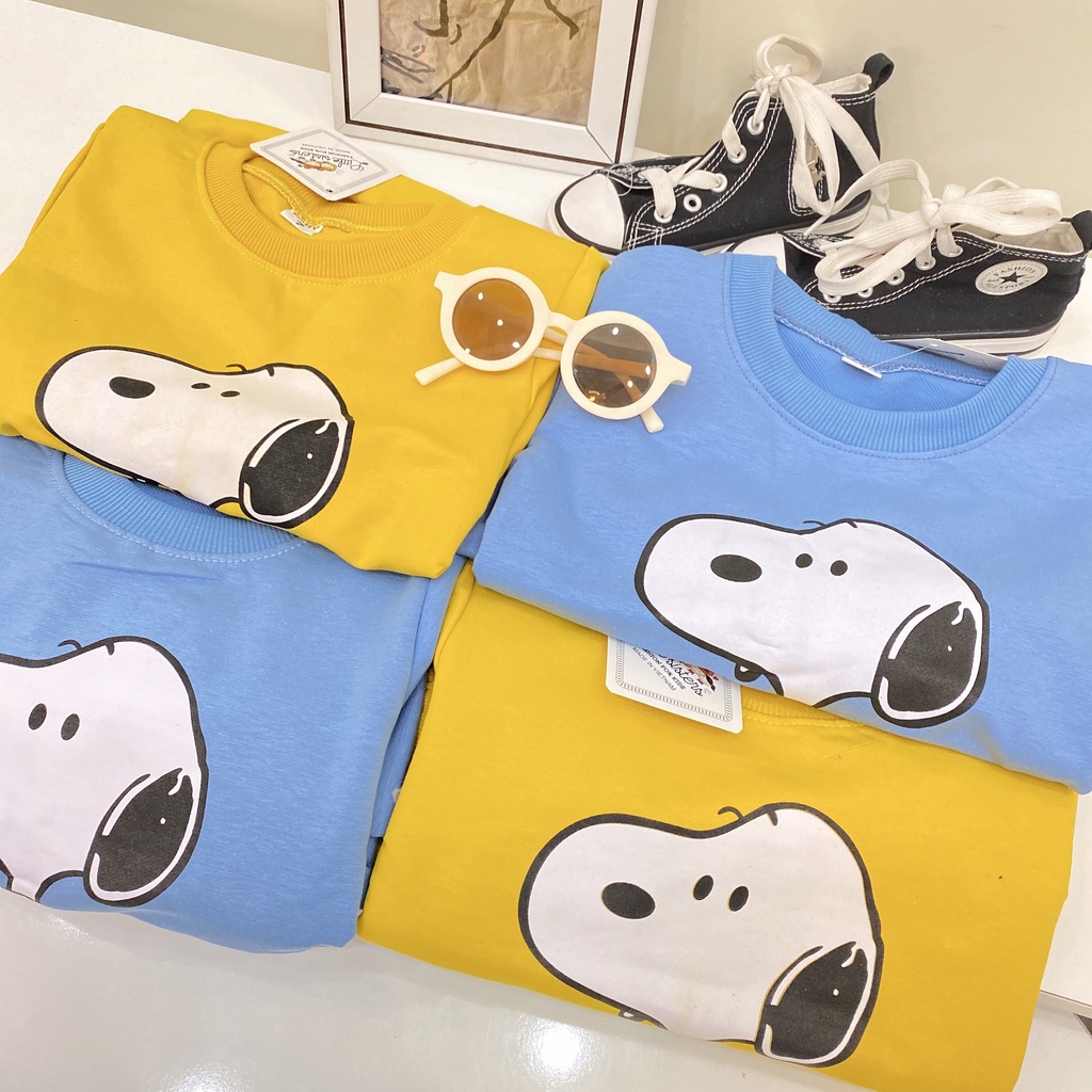 Bộ dài tay Snoopy chất da cá 2 màu xanh vàng bé trai bé gái thu đông cực đẹp Namkdishop (V486)