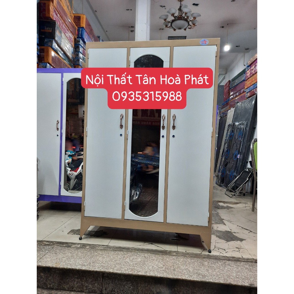 Tủ sắt tĩnh điện 3 cửa sơn tĩnh điện Tân Hòa Phát màu kem