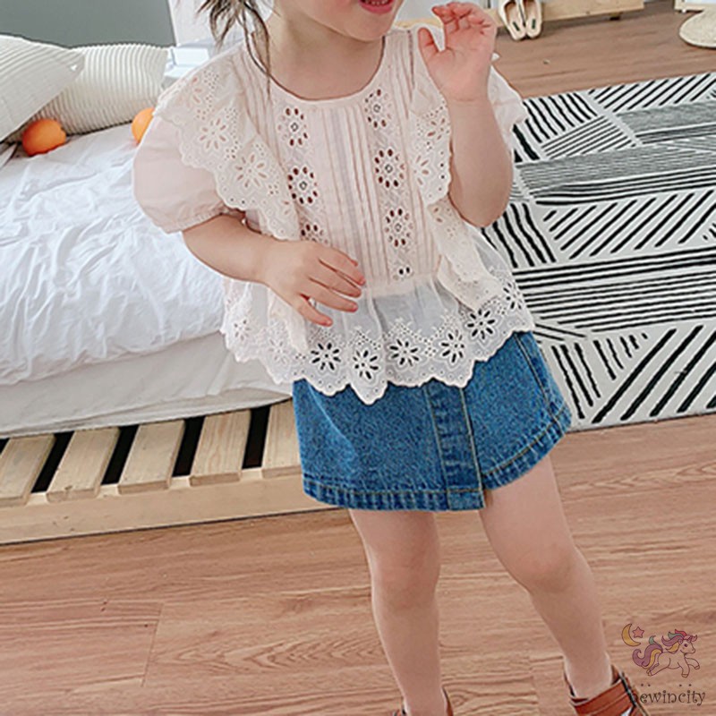 Quần Short Denim Lưng Thun Cho Bé Gái