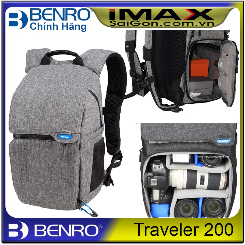 BALO MÁY ẢNH BENRO TRAVELER 200, 2 MÀU XÁM-ĐEN