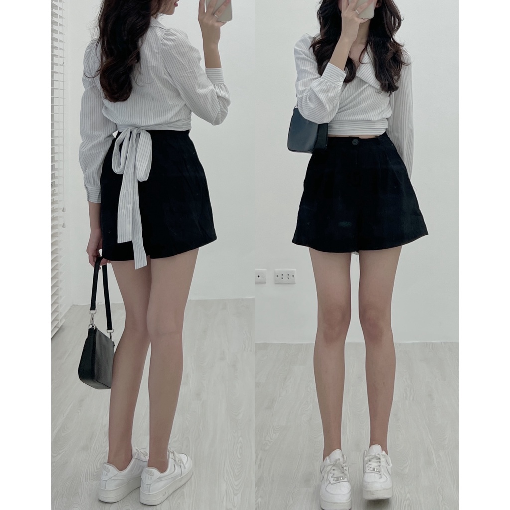 Q6025 Quần short thô xòe lưng chun Audrey