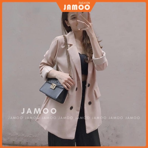 Áo Blazer 2 lớp 4 cúc mẫu mới, Áo vest nữ khoác ngoài JAMOO.