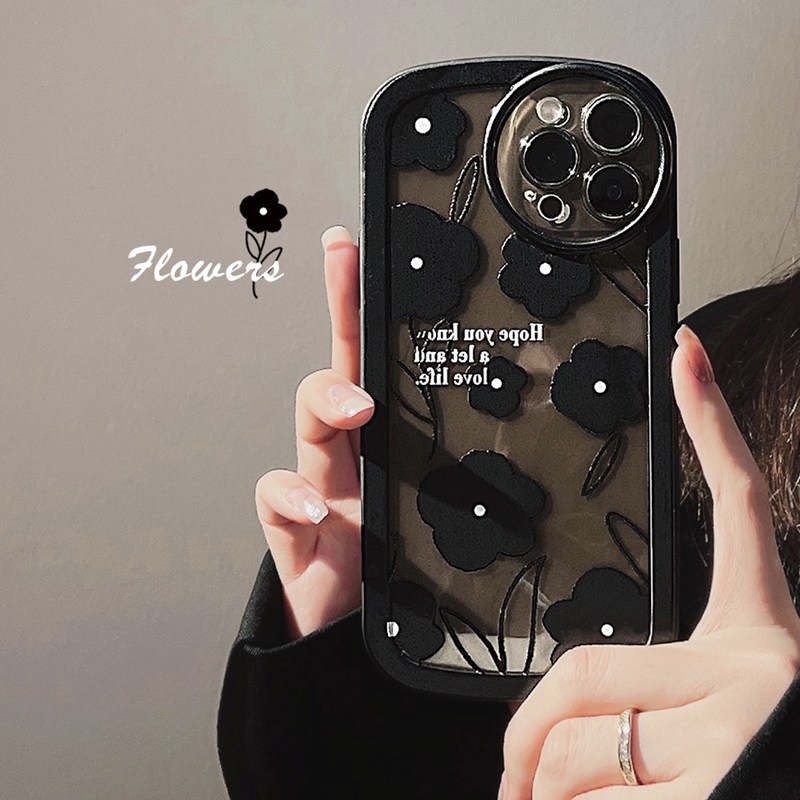 Ốp điện thoại mềm bảo vệ ống kính tròn độc đáo cho IPhone X Xr Xs Max IPhone 11 12 13 Pro Max Vỏ điện thoại sương giá màu đen hoa hồng thời trang nữ shin case
