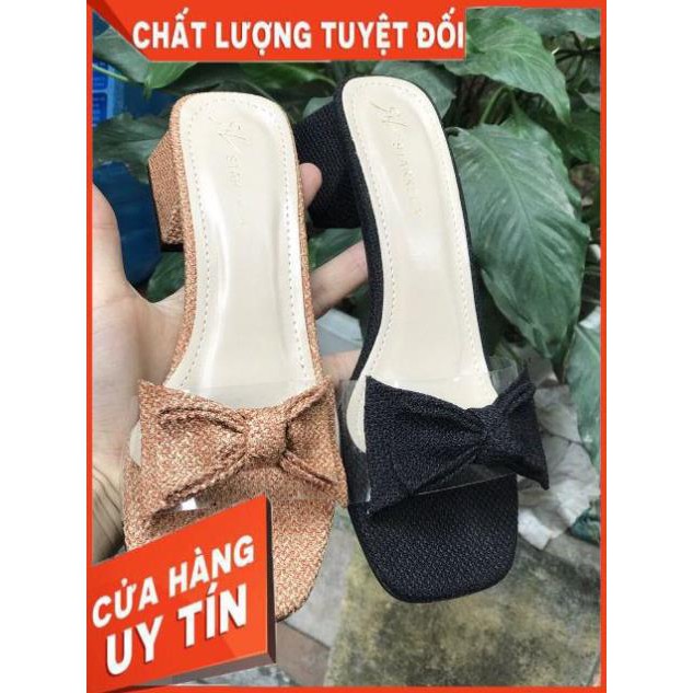 Guốc nơ gót vuông hàng loại 1- ảnh chụp thật