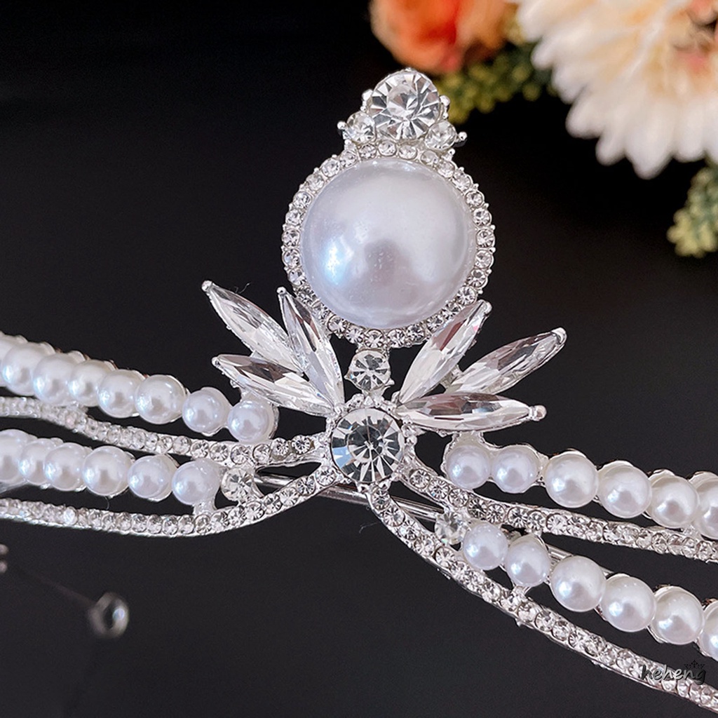 1 Vương Miện Đính Đá Và Ngọc Trai Và Đá Rhinestone Sang Trọng Cao Cấp Dành Cho Cô Dâu/Tiệc Cưới/Sinh Nhật